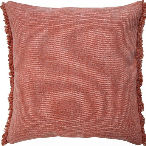 20" Dusty Rose Cotton Throw Pillow with Fringe
