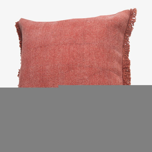 20" Dusty Rose Cotton Throw Pillow with Fringe