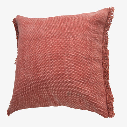 20" Dusty Rose Cotton Throw Pillow with Fringe