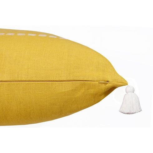 20" X 20" Mustard Linen Striped Zippered Pillow