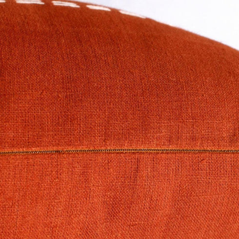 20" X 20" Rust Linen Striped Zippered Pillow