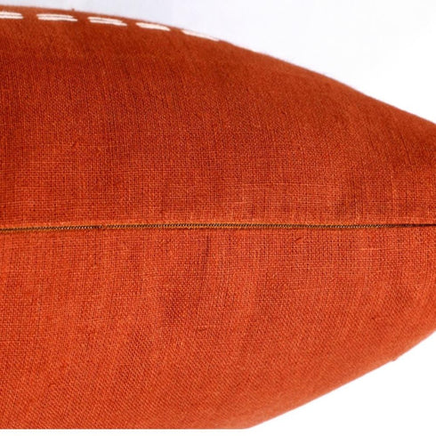 20" X 20" Rust Linen Striped Zippered Pillow