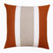20" X 20" Rust And Gray Linen Striped Zippered Pillow