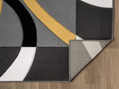 Abstract 3D Wave Lined Carved Modern Area Rug - Multicolor