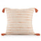 20" X 20" Coral And Ivory 100% Cotton Striped Zippered Pillow