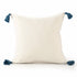 20" White Navy Blue And Yellow Fabric The sea is my happy place Text Throw Pillow with Tassels