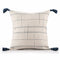 20" Ivory and Blue Throw Pillow