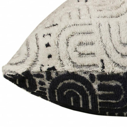 30" X 30" White And Blue 100% Cotton Geometric Zippered Pillow