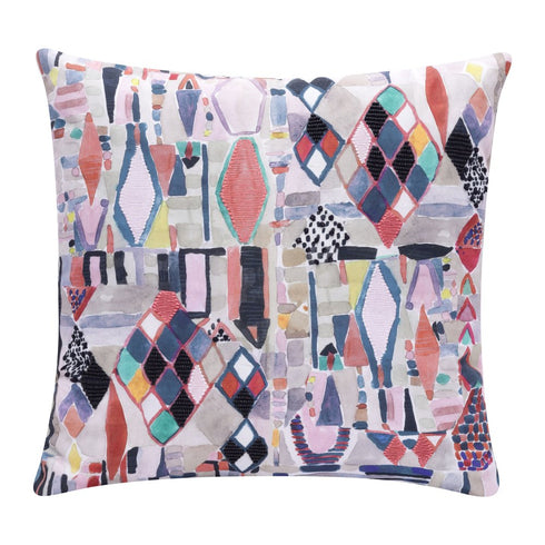 24" X 24" Red Pink Blue Gray And Black Polyester Abstract Zippered Pillow