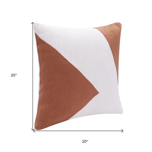 20" X 20" Brown And Ivory 100% Cotton Abstract Zippered Pillow