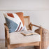 20" X 20" Brown Blue And Off-White 100% Cotton Abstract Zippered Pillow