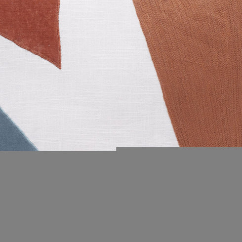 20" X 20" Brown Blue And Off-White 100% Cotton Abstract Zippered Pillow
