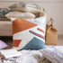 20" X 20" Brown Blue And Off-White 100% Cotton Abstract Zippered Pillow