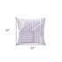 22" Purple and White Geometric Cotton Throw Pillow With Texture