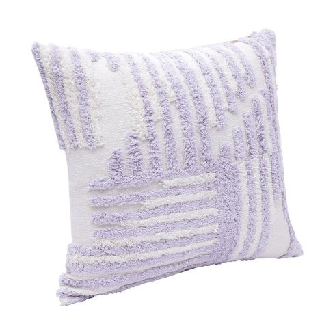 22" Purple and White Geometric Cotton Throw Pillow With Texture