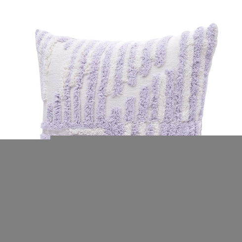 22" Purple and White Geometric Cotton Throw Pillow With Texture