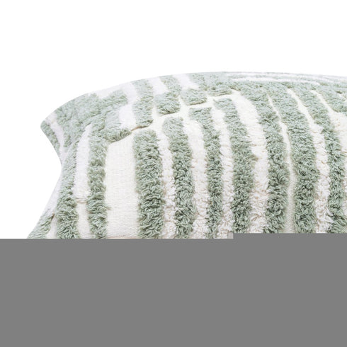 22" Sage Green and White Geometric Cotton Throw Pillow
