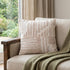 22" Beige and White Geometric Cotton Throw Pillow With Texture