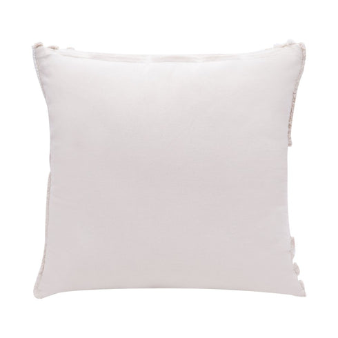 22" Beige and White Geometric Cotton Throw Pillow With Texture