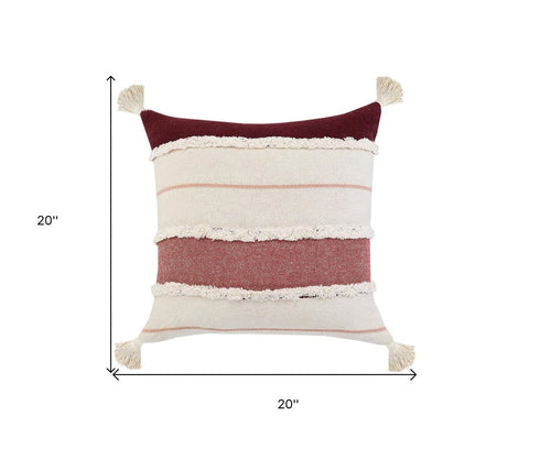 20" X 20" 100% Cotton Striped Zippered Pillow