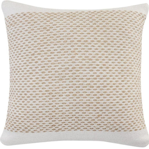 20" Ivory And Natural Cotton Geometric Throw Pillow