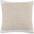 20" Ivory And Natural Cotton Geometric Throw Pillow