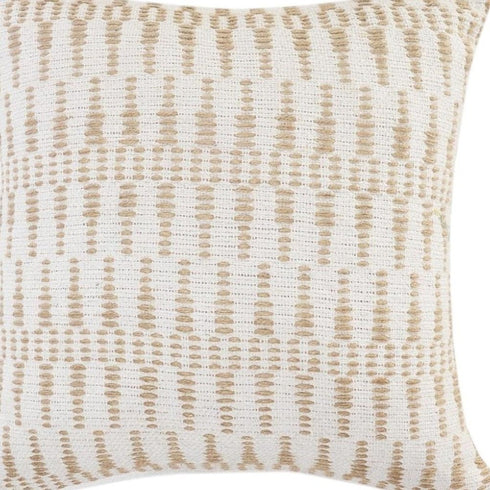 20" X 20" Tan And Beige Jute Zippered Pillow