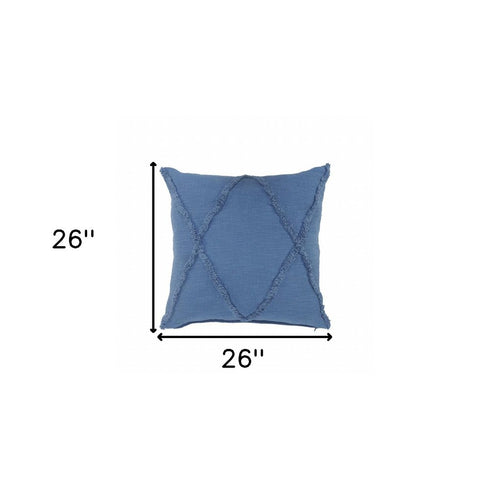 26" X 26" Cobalt Blue 100% Cotton Zippered Pillow