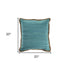 20" Turquoise And Tan Cotton Color Block Throw Pillow