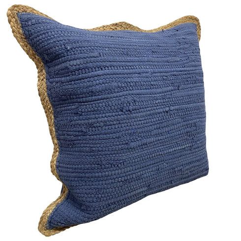 20" Blue and Beige Throw Pillow