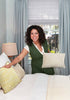 20" Yellow and Beige Throw Pillow
