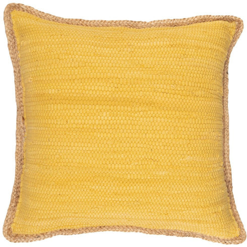 20" Yellow and Beige Throw Pillow