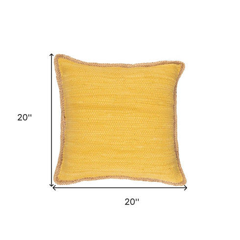 20" Yellow and Beige Throw Pillow