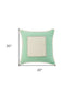 20" X 20" Pastel Green And Cream 100% Cotton Zippered Pillow