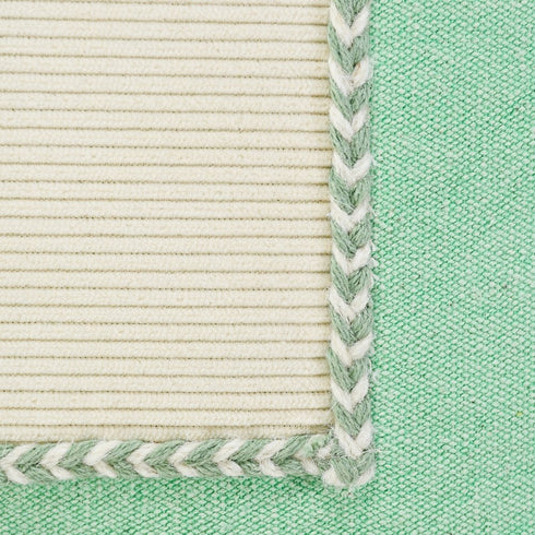 20" X 20" Pastel Green And Cream 100% Cotton Zippered Pillow
