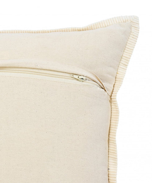20" X 20" Pastel Green And Cream 100% Cotton Zippered Pillow