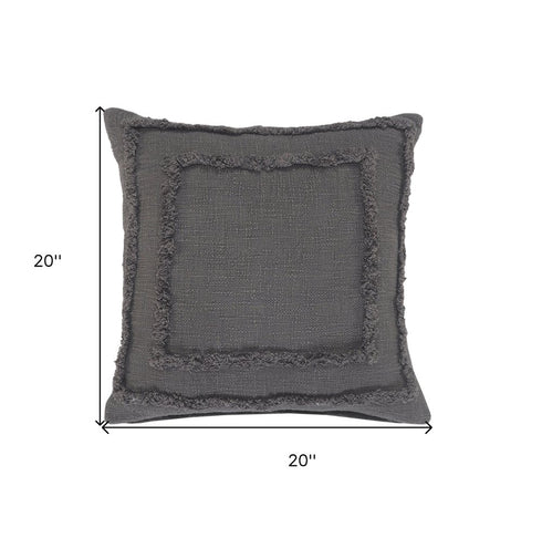 20" Gray Cotton Throw Pillow