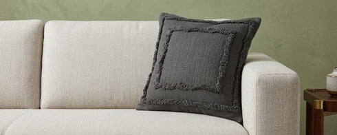20" Gray Cotton Throw Pillow