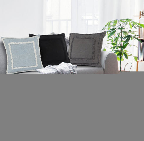 20" Gray Cotton Throw Pillow
