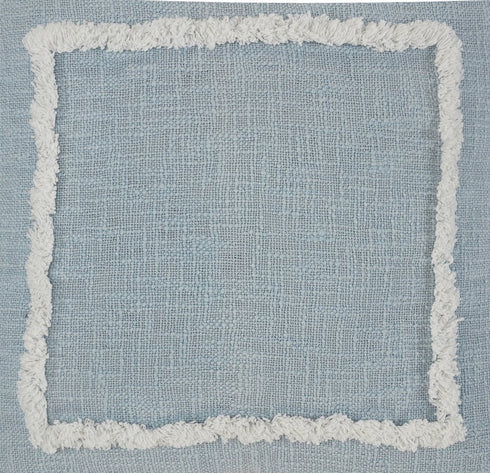 20" Sky Blue And White Geometric Cotton Throw Pillow with Texture