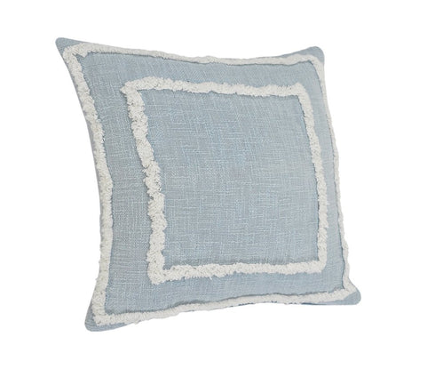 20" Sky Blue And White Geometric Cotton Throw Pillow with Texture