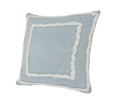 20" Sky Blue And White Geometric Cotton Throw Pillow with Texture