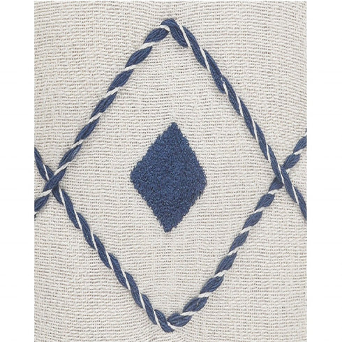 20" Ivory and Blue Coastal Cotton Throw Pillow With Texture