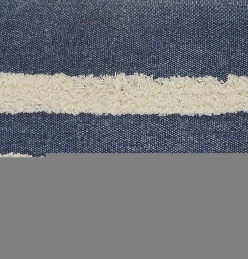 20" X 20" Dusty Blue And White 100% Cotton Striped Zippered Pillow