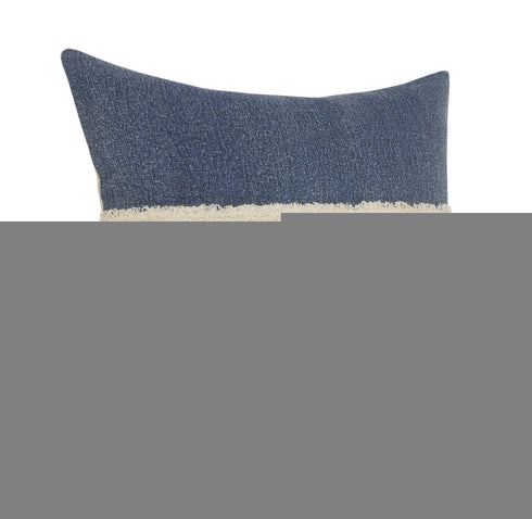 20" X 20" Dusty Blue And White 100% Cotton Striped Zippered Pillow