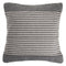 20" X 20" Gray And Ivory 100% Cotton Striped Zippered Pillow