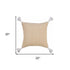 20" Brown and White Throw Pillow with Embroidery and Tassels