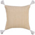 20" Brown and White Throw Pillow with Embroidery and Tassels