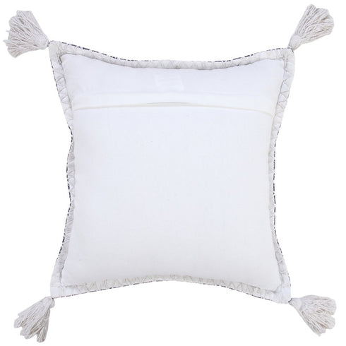 20" X 20" Deep Blue And White 100% Cotton Zippered Pillow