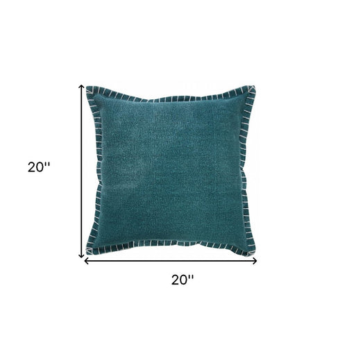 20" X 20" Emerald Green 100% Cotton Zippered Pillow